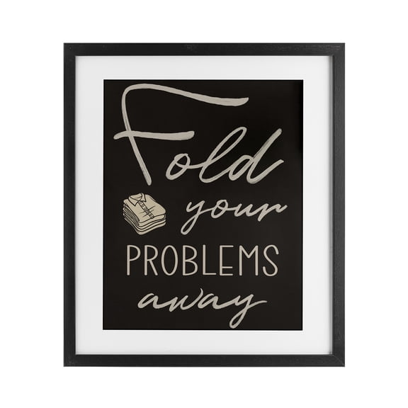 Fold Your Problems Away Black Framed Print Under Glass, design by Marcus Prime