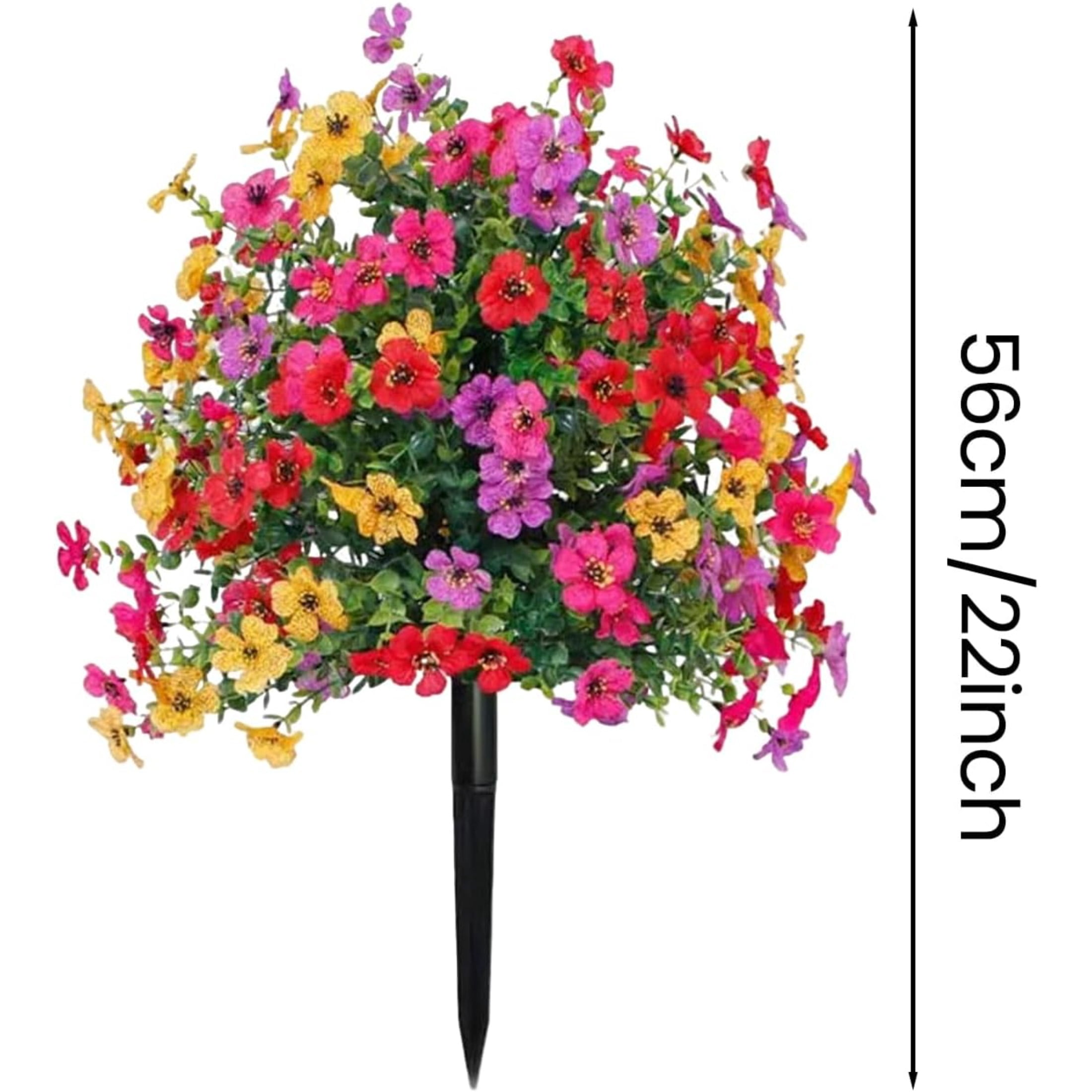 2 Pcs UV Resistant Artificial Outdoor Flowers Bouquet Plastic, 15.7 x 23.6 in