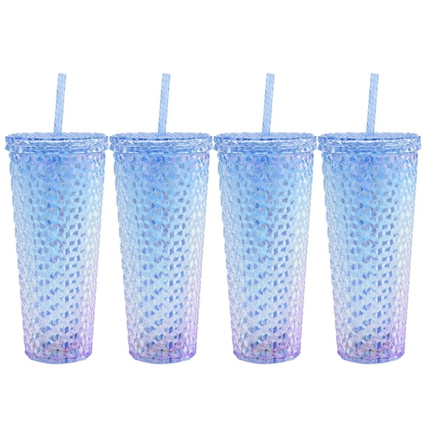 Mainstays 4Pack 26Ounce AcrylicTextured Tumbler with Straw