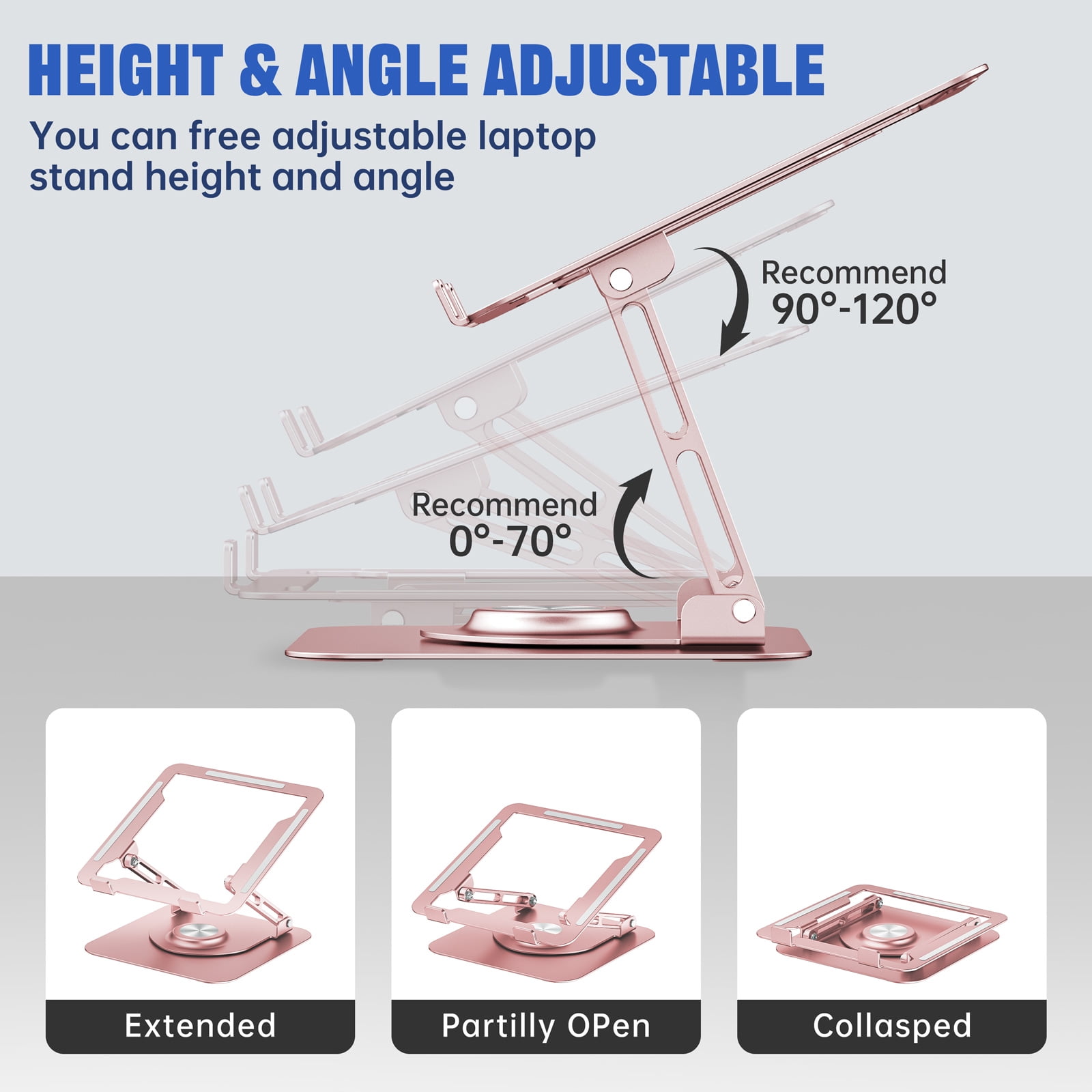 Laptop Stand for Desk, JOYEKY Aluminium Alloy 360°  Adjustable Ergonomic Riser for 10-16" Laptops