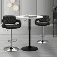 thumbnail image 4 of MoNiBloom 3 Piece Bar Dining and Chair Set, 31.5" Round Cocktail Table and PU Leather Bar Stools with Hollow Upholstered for Home, 4 of 11