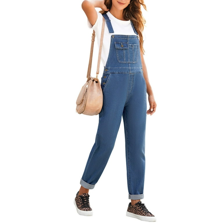 Tall Indigo Blue Wash Backless Stretch Denim Jumpsuit