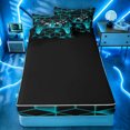thumbnail image 4 of Erosebridal Neon Cyan Gamepad Zipper Twin Comforter Sets with Fitted Sheet and 2 Pillowcases for Boys Men, Square Game Controller Zipper Bedding Set, Black Reversible, 4 Pieces, 4 of 7