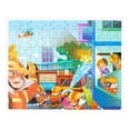 thumbnail image 1 of B 100 Piece Jigsaw Puzzle In Storage Can Educational Learning Toy For Kids Wooden Puzzle Pieces With Numbered Backing Fire Rescue Theme Size 4.7X2.4X2.4 Inches, 1 of 2