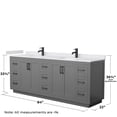 thumbnail image 6 of Wyndham Collection Miranda 84" Wood Double Bathroom Vanity in Dark Gray/Black, 6 of 7