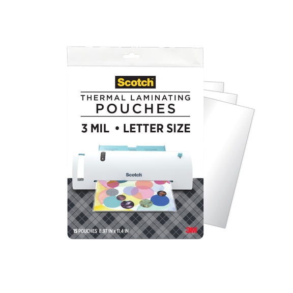 Scotch Thermal Laminating Pouches, 15 Count, 8.5" x 11", 3 Mil