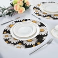 thumbnail image 6 of 6PC Place Mats Daisy Black Round Placemat Heat-Resistant Placemats Dining Table Mat Circle Shape 15.4" for Kitchen/Dinner/Party/Restaurant Home Decor Gifts, 6 of 7