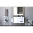 thumbnail image 5 of Castello USA Nile 36" White Wood Floating Vanity with White Top and Gold Trim, 5 of 8