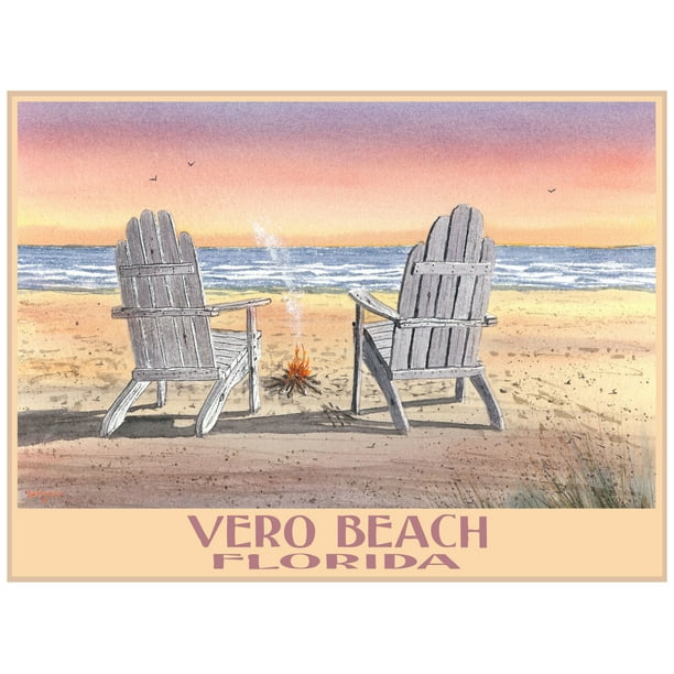 Vero Beach Florida Adirondack Chairs Beach Giclee Art 