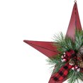 thumbnail image 3 of Northlight 17" Red distressed 5 point Christmas Star With Plaid Ribbon with Artificial Pine, 3 of 5