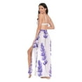 thumbnail image 3 of FORMRS Womens Long Sarong Beach Wrap Semi-Sheer Bikini Skirt Bathing Swimsuit Cover Up, Lavender Pattern, 3 of 7