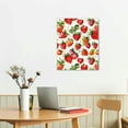 thumbnail image 3 of Awypu  Canvas Print Wall Art Painting, Valentine's Day Watercolor Strawberry and Heart Cherry Pattern Red Square Framed Picture Artwork for Bathroom Living Room Home Decoration, 3 of 5