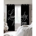 thumbnail image 4 of Black Kitchen Curtains Laundry Room Minimalist Modern Art Cafe Short Curtains for Bathroom Blackout Window Curtain Grommet Small Window Treatment Tier Drapes for Bedroom Living Room 42"x45"x2, 4 of 9