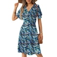 thumbnail image 3 of UVN Summer Dresses for Women Short Sleeve V Neck A-Line Midi Dress Boho Beach Floral Print Sundress, 3 of 8