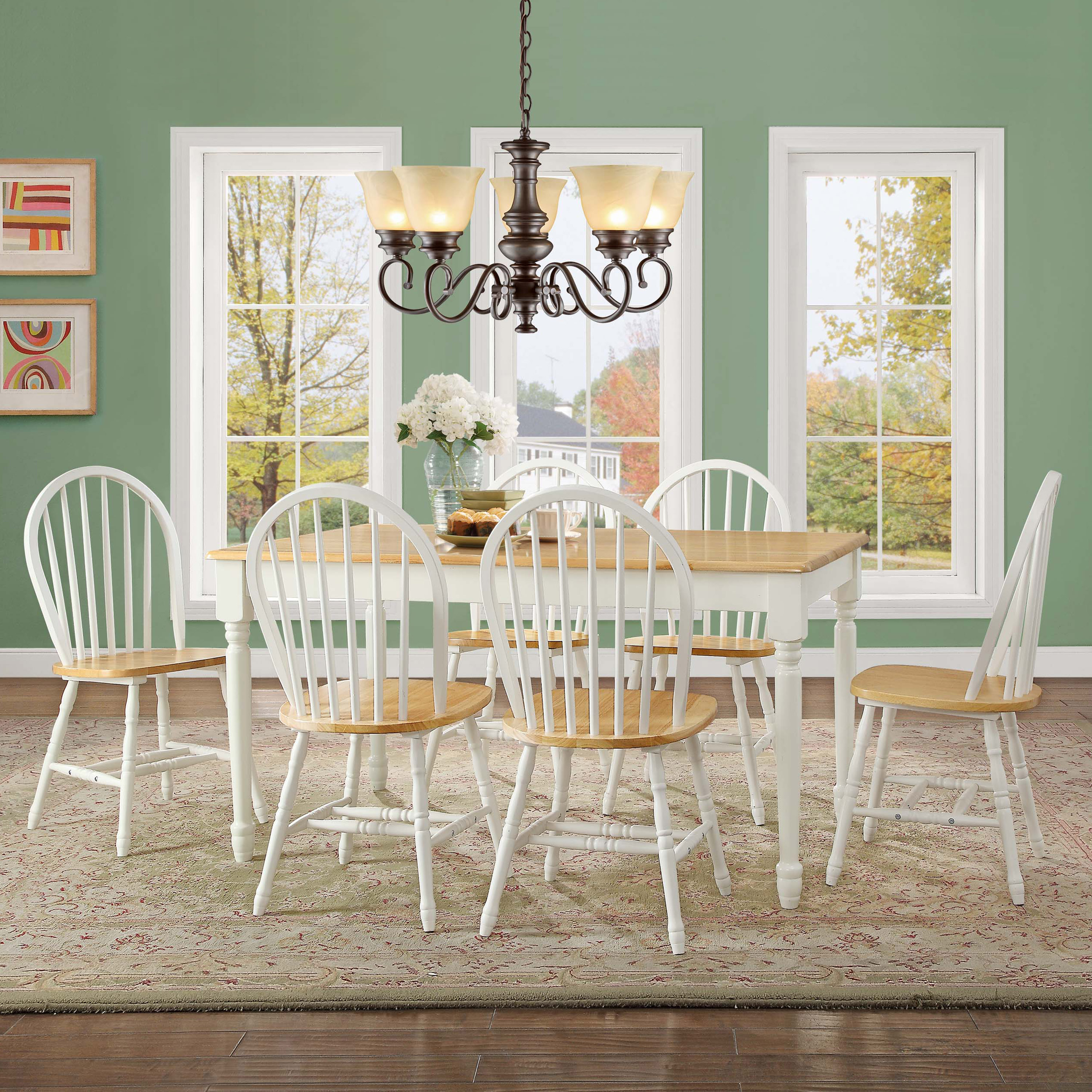 Better Homes and Gardens Autumn Lane Windsor Solid Wood Dining Chairs, White and Oak (Set of 2) - image 5 of 8