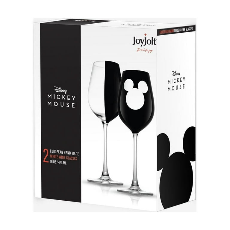 JoyJolt Disney Mickey & Minnie Icon Stemless Wine Glass - 10 oz - Set of 2