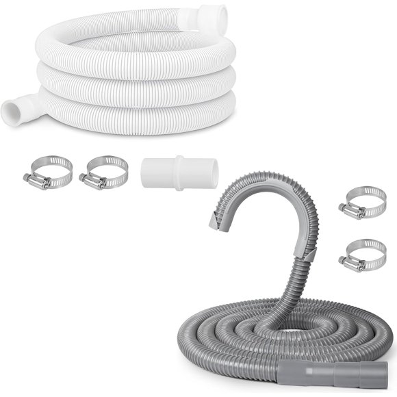 Bamboohart 6 Ft Universal Washing Machine Drain Hose Extension White &amp; 10 Ft Washing Machine Drain Hose