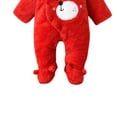 thumbnail image 5 of Lilgiuy Toddler Boys Girls Winter Plush Jumpsuit Cute Bear Ears Solid Color Long Sleeve Thick Warm Onesies Outwear Outfits Red (18-24 Months), 5 of 5