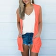 thumbnail image 2 of SEAOPEN Women's 2025 Sleeveless Cardigan Sweaters Fashion Casual Soft Knit Office Duster Vests with Cozy Pockets Orange,XL, 2 of 6