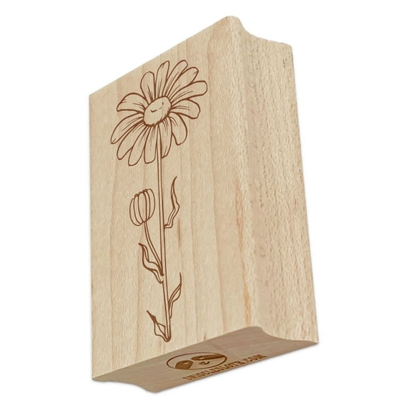 Hand Drawn Daisy Flower Rectangle Rubber Stamp Stamping Scrapbooking Crafting - Small 1.7in