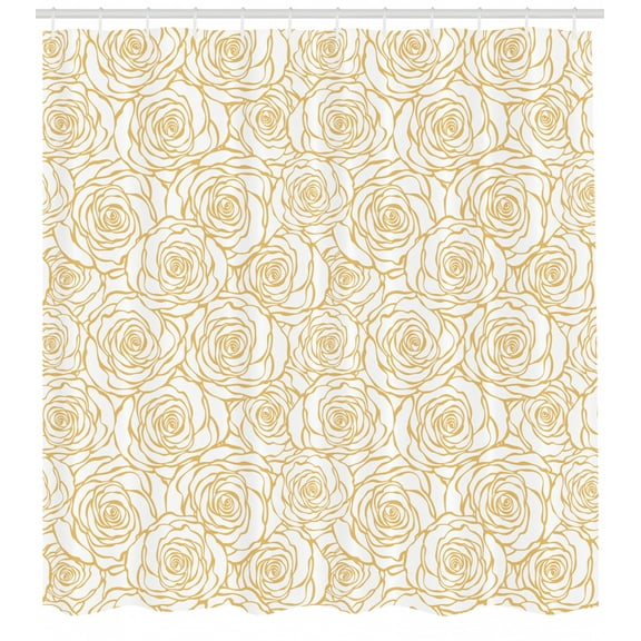 Ambesonne Contemporary Shower Curtain, Art Deco Roses, 69"Wx84"L, Peach and White