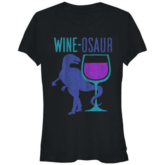 Junior's CHIN UP Wine Dinosaur  Graphic Tee Black 2X Large