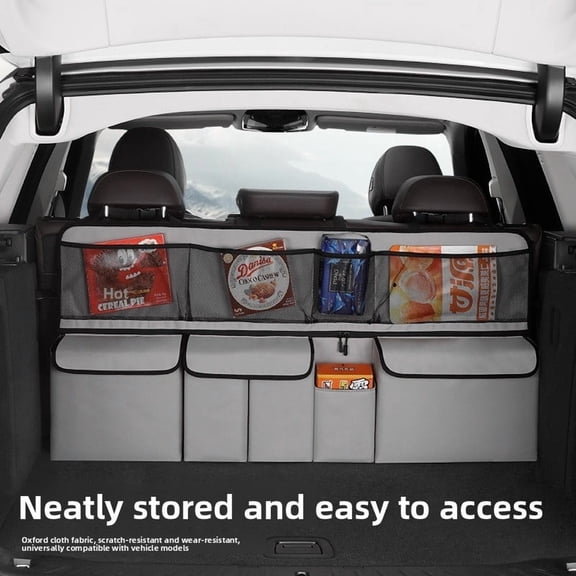 Hanging Car Trunk Organizer, Large Capacity Foldable Storage Bag for SUV Truck Van, Waterproof Oxford Cloth Cargo Organizer