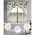 thumbnail image 2 of Green Eucalyptus Swag Curtains for Living Room/Bedroom Windows, Farmhouse Weeping Leaves on Linen Kitchen Curtains and Valances Set 36 Inch Length, Light Filtering Swags Valance Curtain Panels, 2 of 5