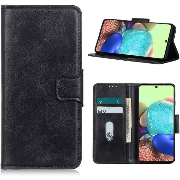 Galaxy A51 5G Case, Retro Wallet Folio Flip Leather Magnetic Buckle Slim Back Cover Built-in Card Holder Slot and Stand for Samsung Galaxy A51 5G (Black)