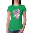 thumbnail image 1 of Wild Bobby, Shore Surfer Betty Boop Betty Boop Womens Slim Fit Junior Tee, Kelly, Small, 1 of 5
