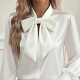 thumbnail image 2 of ZOELNIC Women's Elegant Bow Tie Neck Blouse Long Sleeve Shirt for Office and Formal Wear, S, 2 of 4
