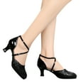 thumbnail image 4 of AZZAKVG Sandals for Womens Latin Dance Shoes Heeled Ballroom Salsa Tango Party Sequin, 4 of 9