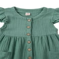 thumbnail image 4 of Filles Tout-Petits Robe Couleur Unie d'Été Lin Volant Mini Jupe Cqh, 4 of 6