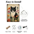 thumbnail image 4 of Vintage Floral Tuxedo Cat Metal Sign Kitty Retro Aluminum Sign Wildflower Decor for Bedroom Living Room 12"x8", 4 of 6