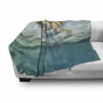 thumbnail image 2 of Safari Soft Flannel Fleece Blanket, Picture of a Bengal Tiger Lying near Water Wild Life Cave Stone Clear Water, Cozy Plush for Indoor and Outdoor Use, 50" x 60", Teal Cream Mustard, by Ambesonne, 2 of 5