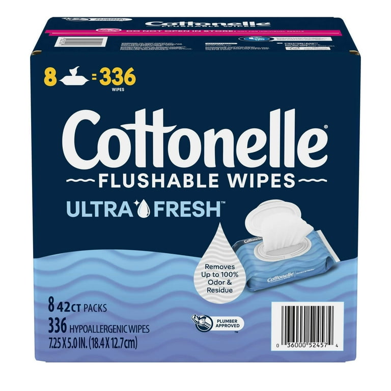 Cottonelle Ultra Fresh Flushable Wet Wipes, 8 Flip-Top Packs
