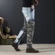 thumbnail image 3 of Pantalones vaqueros de camuflaje con empalme para hombre, pantalones vaqueros ajustados con gráficos y bolsillos, ropa de calle de los años 90, estilo primavera-otoño, 3 of 4