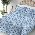 thumbnail image 3 of Daisy Pattern Sheet Set, Winter Colors Chamomile Flowers Delicate Aura with Leaves Print, Fitted & Flat Sheet with Pillowcase Bedding Accent 4 Pcs Set, Full, Lavender Blue Blue Grey, by Ambesonne, 3 of 5