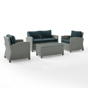 Bradenton 4 Piece Outdoor Wicker Conversation Set - Loveseat, Coffee Table, & 2 Arm Chairs