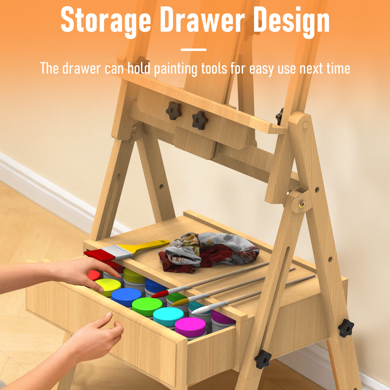 Yacona Easel for Painting, Solid Beech Wood Art Easel for Adults, Adjustable Painting Stand with Drawer, Holds up to 48"