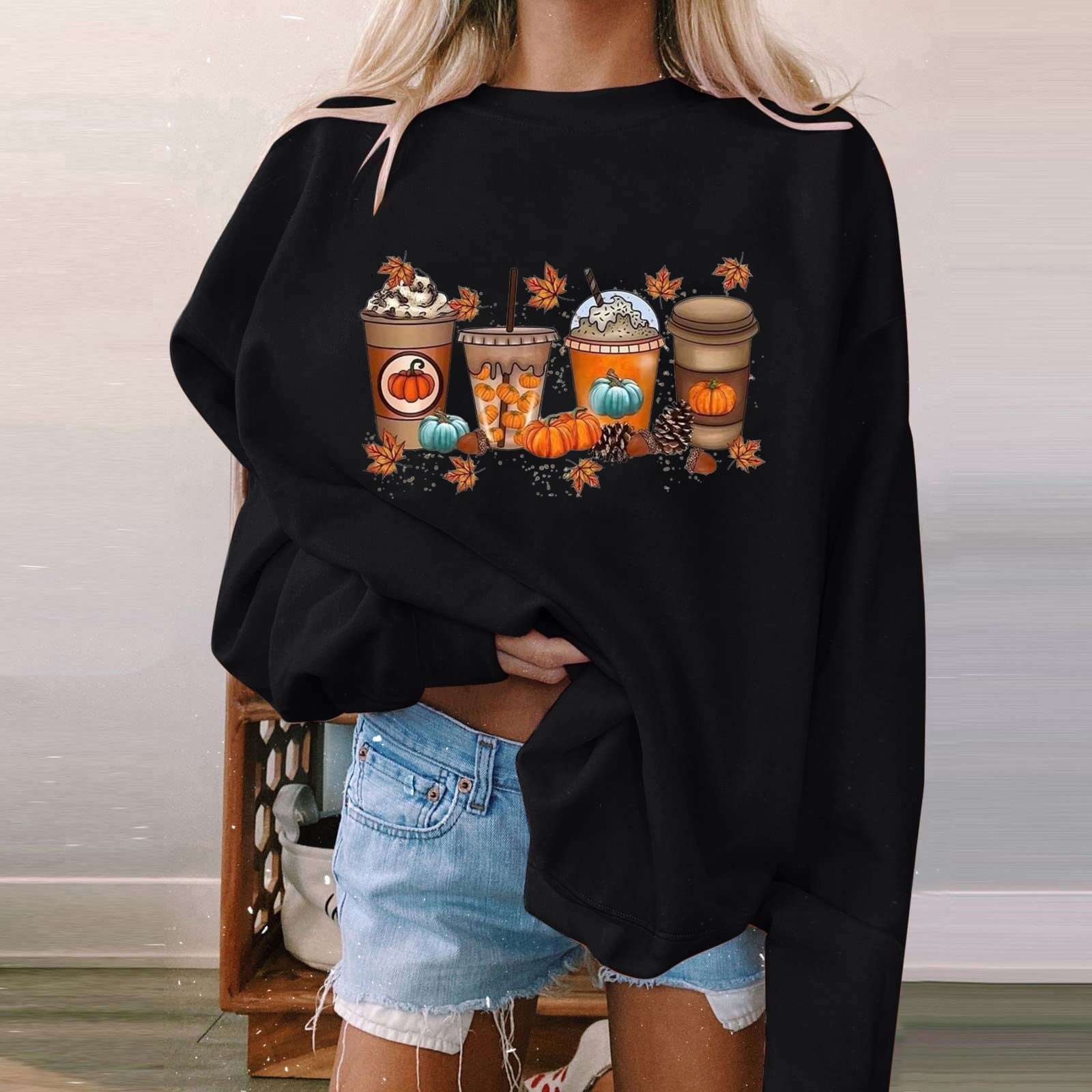 FRSASU Sweatshirt Clearance Halloween Sweatshirt Women Pumpkin
