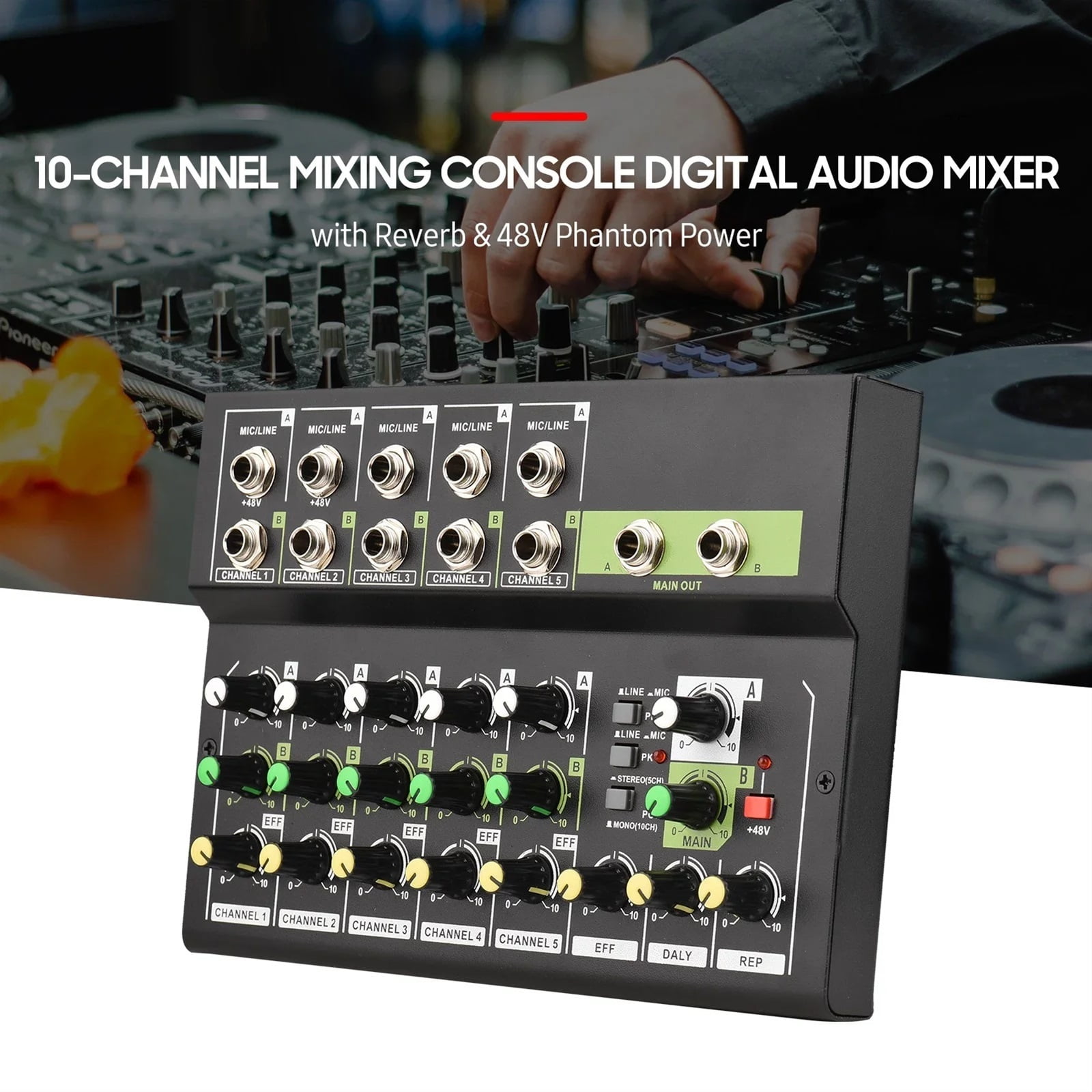 10 Channel Mixing Console Digital Audio Mixer Stereo Mic/Line Mixer With Reverb For Recording DJ Network Live Broadcast ,Precision Control and Adjustment