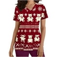 thumbnail image 2 of JINGWANGYHBD Womens Nurse Uniforms Printed Christmas Scrub Tops Stretchy Loose Shirts with 2 Pockets V-neck Lightweight Uniform Top Trendy Casual Shirt, 2 of 5
