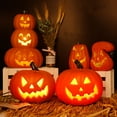 thumbnail image 3 of Eosunjian Halloween Pumpkin Lamp Spooky Light Up Pumpkin Figurine Glowing Decorative Pumpkin with LED Light for Haunted House Halloween Home Garden Decor, 3 of 13