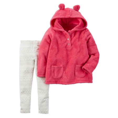Carters Pink 2 Piece - Carters Infant Girls 2 Piece Set Plush Pink Hoodie & Sparkle Leggings Outfit