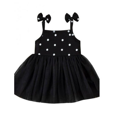 

MarinaVida Little Girl Polka Dot Dress Casual Christmas Straps Elastic Tutu Skirt One Piece Dresses Outfits