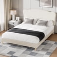 thumbnail image 2 of Upholstered Bed Frame with Boucle Headboard, Wood Slats Support, No Box Spring Needed, Easy Assembly, Noise-Free, 2 of 9