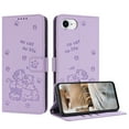 thumbnail image 2 of Wallet Case for iPhone 16e,Women Flip Magnetic Folio PU Leather Protective Case Wrist Strap Card Slots Holder Purse Emboss Cute Puppy Stand Case for iPhone 16e,Purple, 2 of 9