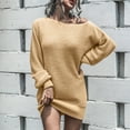 thumbnail image 2 of Sentmoon Robe d'Automne à Col en V Douce et Confortable en Tricot à Manches Longues Robe Décontractée pour Femmes Épaules Dénudées Couleur Unie Ample et Décontractée Robes de Vacances pour Femmes 2025 Hiver pour les Matins d'Hiver Frisquets, 2 of 7