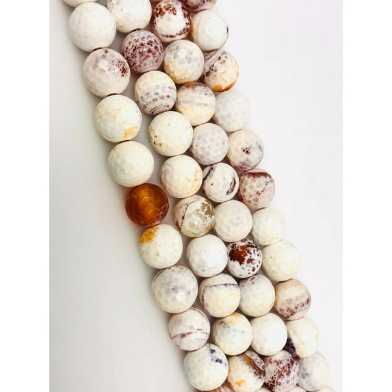 Natural Matte White Spotted Agate Gemstone Beads Round 10mm Beads For DIY Making Jewelry and Many More